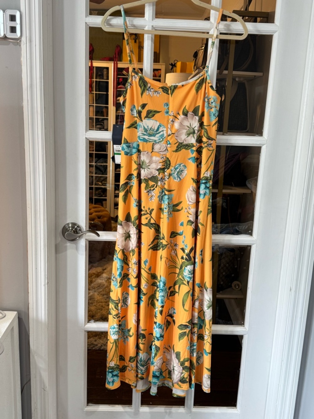 ☀️🔹 RACHEL Rachel Roy Mustard Yellow Floral Twist-Front Midi Dress 🔹☀️ - Picture 5 of 5